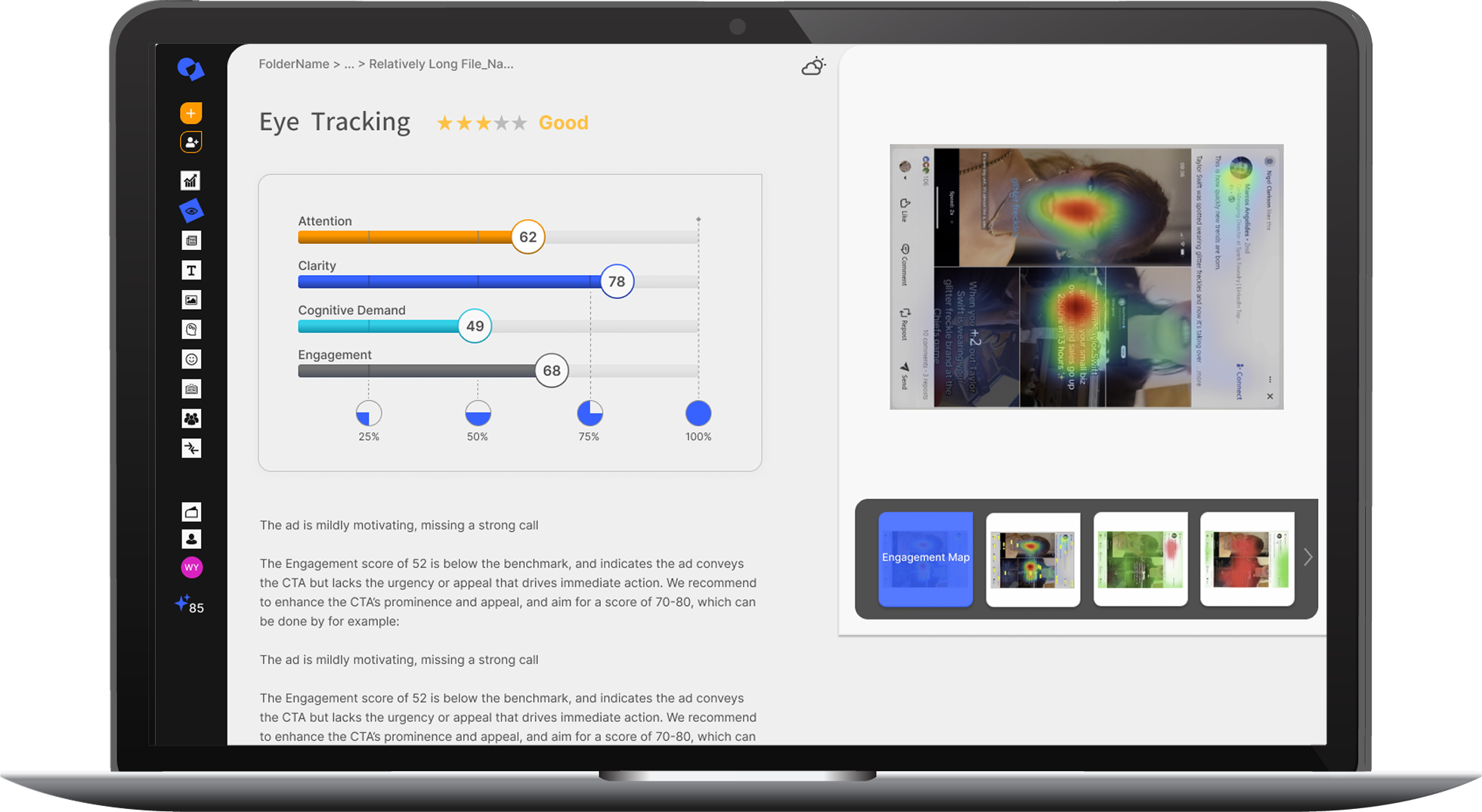 Creative Score Eye Tracking Page Design