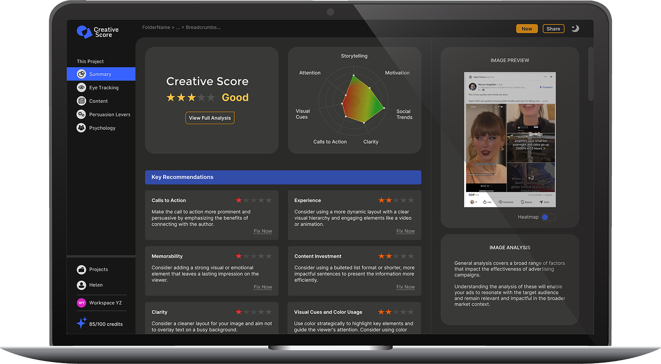 Creative Score Summary Page Screenshot