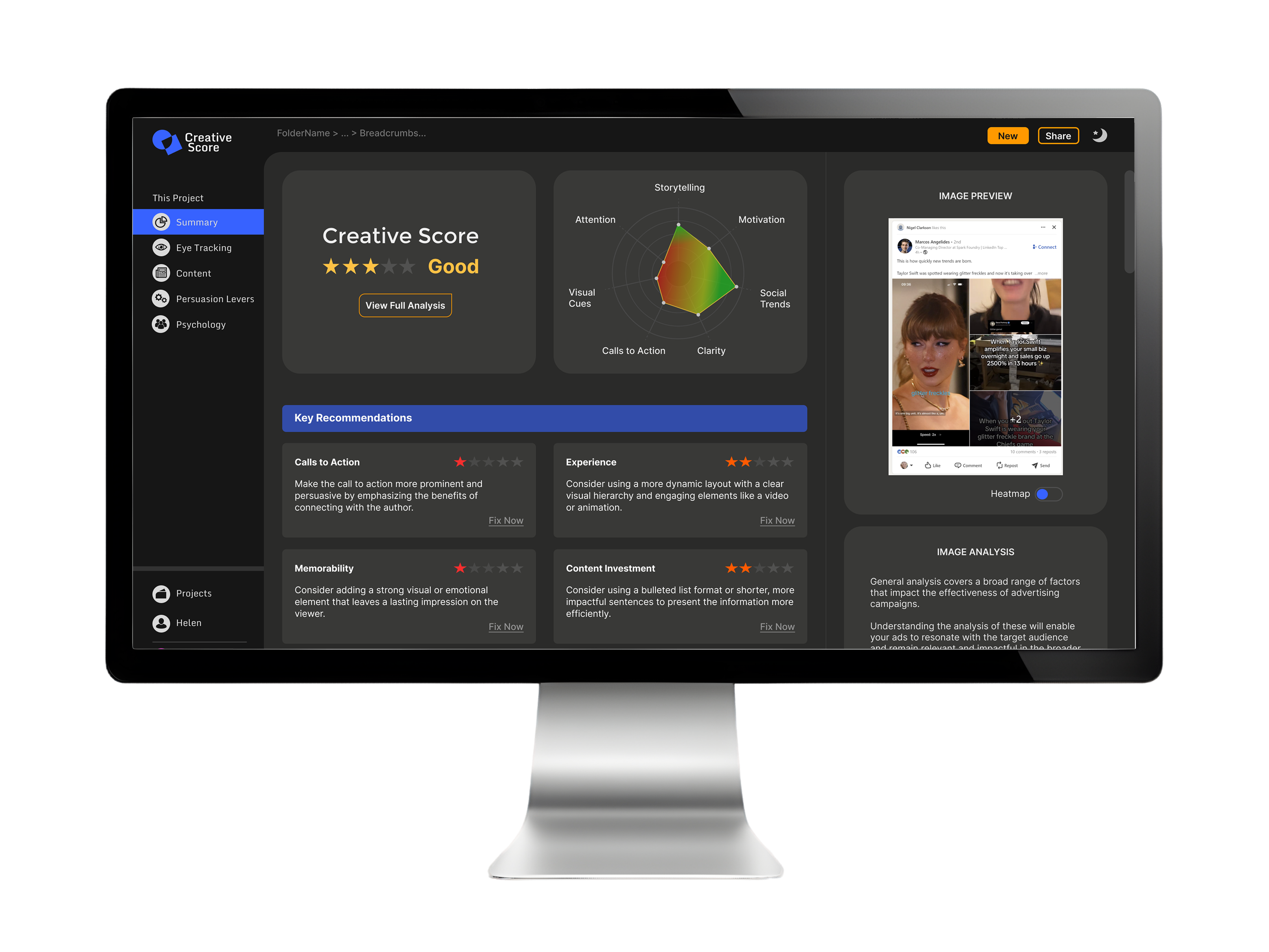 Creative Score Design Summary Page